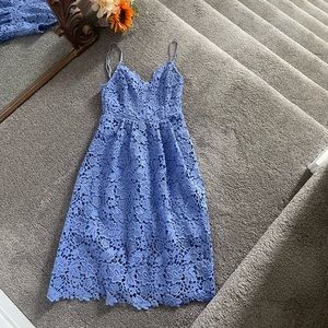 Astr Periwinkle Blue Lace Midi Dress